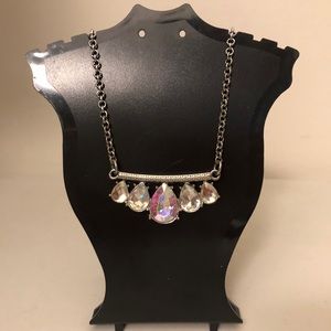 Iridescent & Transparent Faceted Raindrop Necklace CC signed